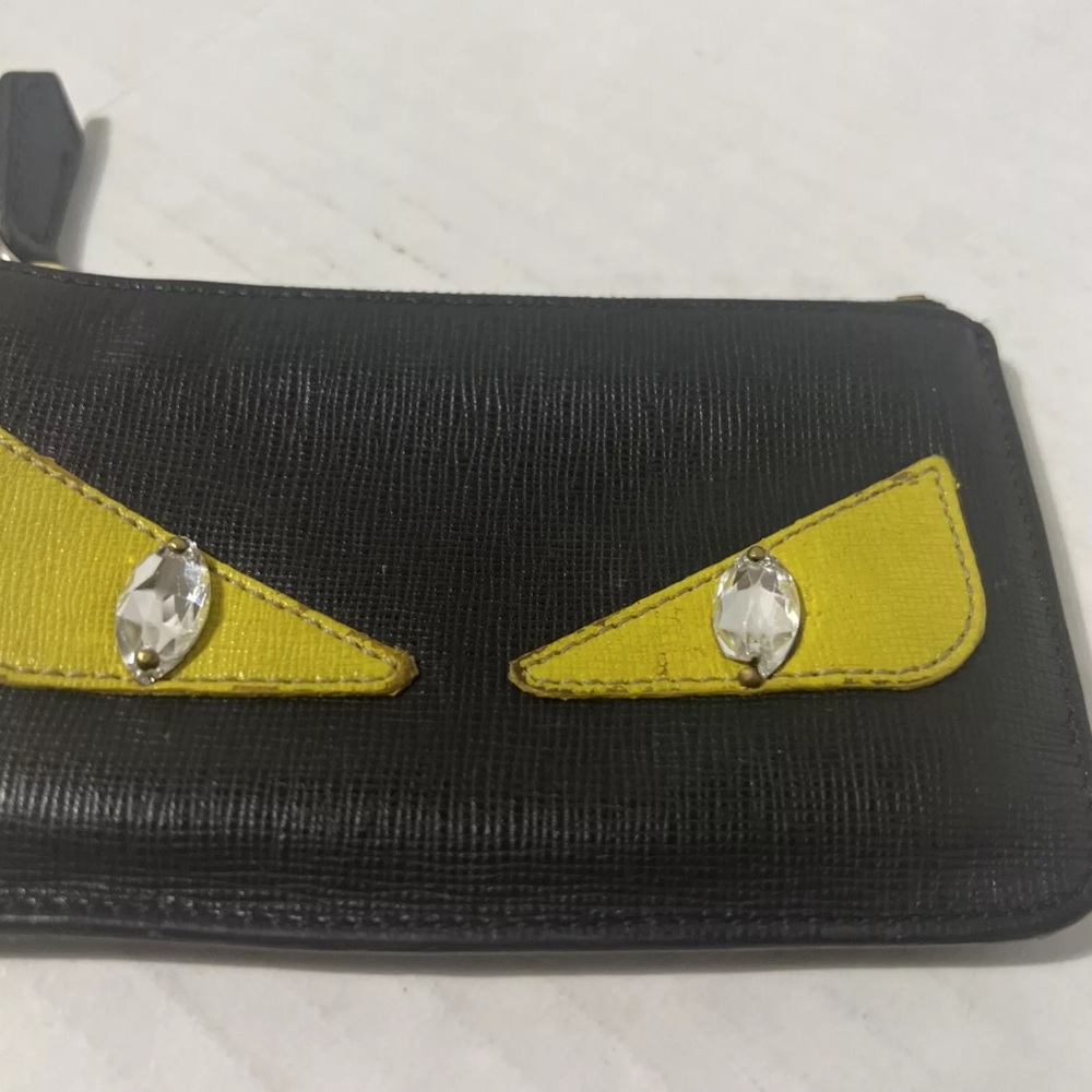 FENDI Vitello Monster Bug Eyes Mini Key Cles Pouch Bag Charm Cles Keychain Black - Picture 3 of 7
